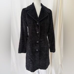 bebe Black Faux Fur Persian Lamb Style Tailored Jacket